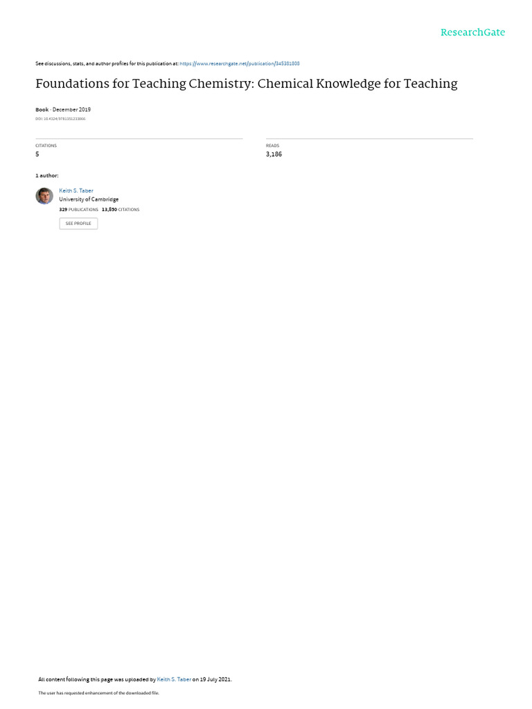 Foundations For Teaching Chemistry Chemical Knowle Pdf Chemistry