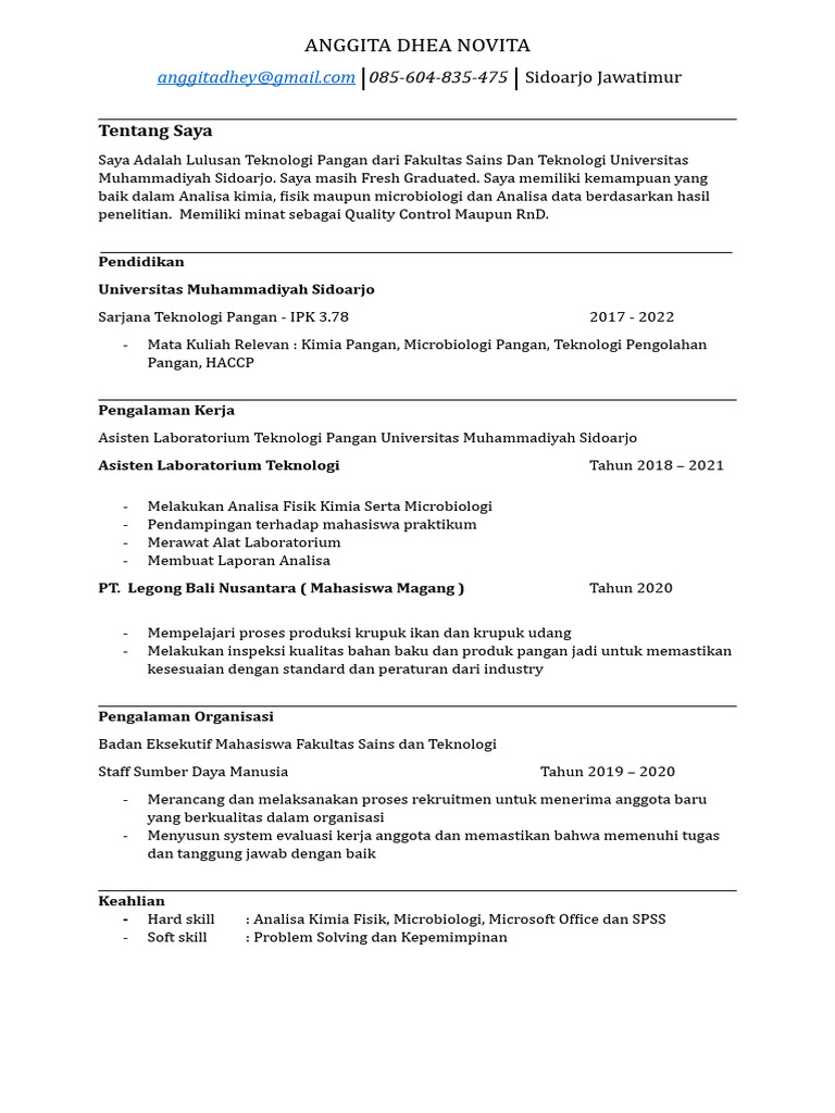 Anggita Dhea Novita CV PDF