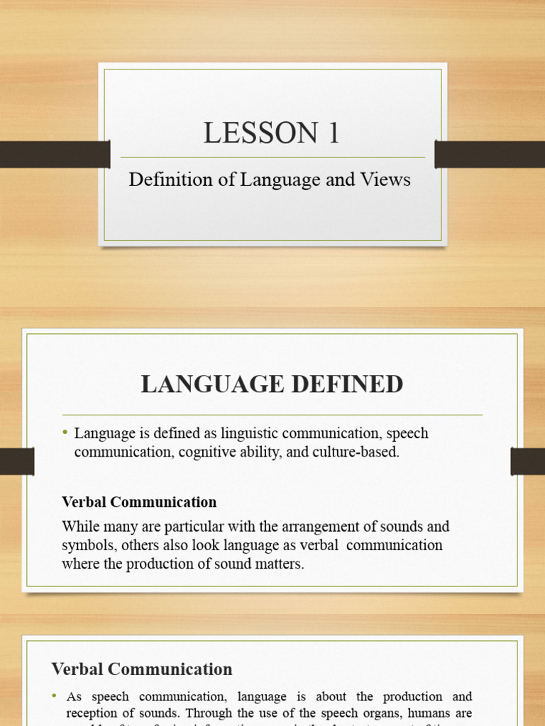 Lesson 1 Definition of Language and Views PDF Speech Communication
