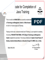 Certificate For Completion of Java Train