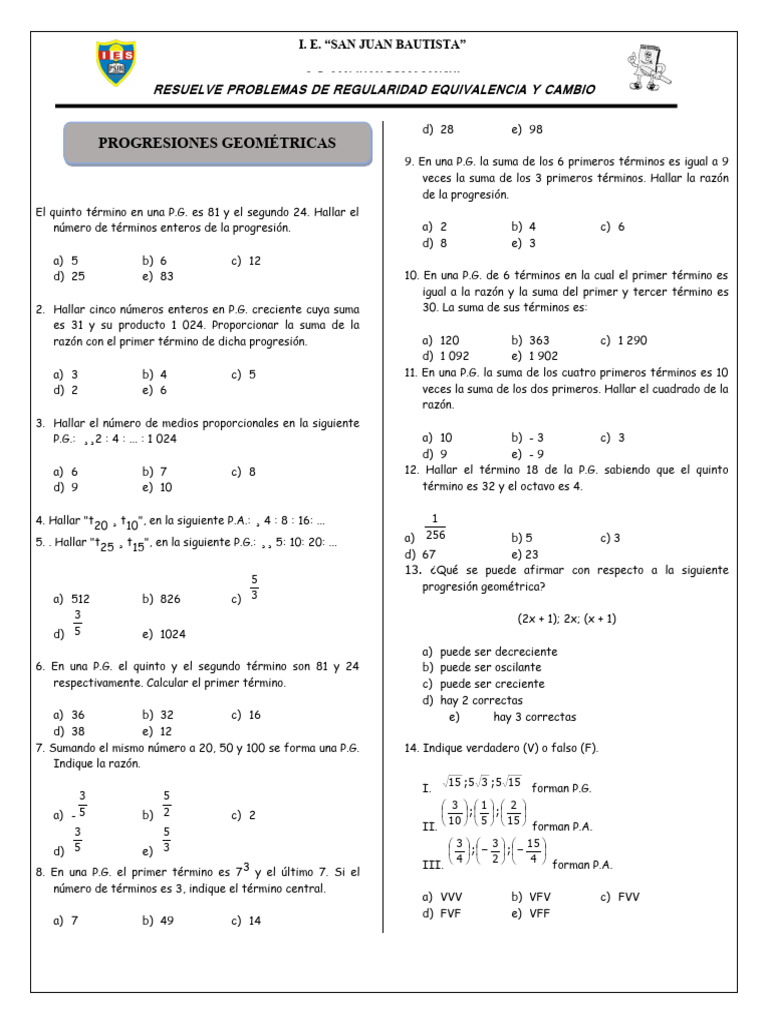 Problemas de Progresiones y Ecuaciones | PDF | Matemáticas | Objetos ...