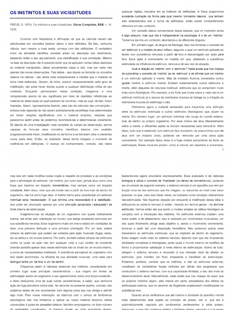 OS INSTINTOS E SUAS VICISSITUDES - PDF | PDF
