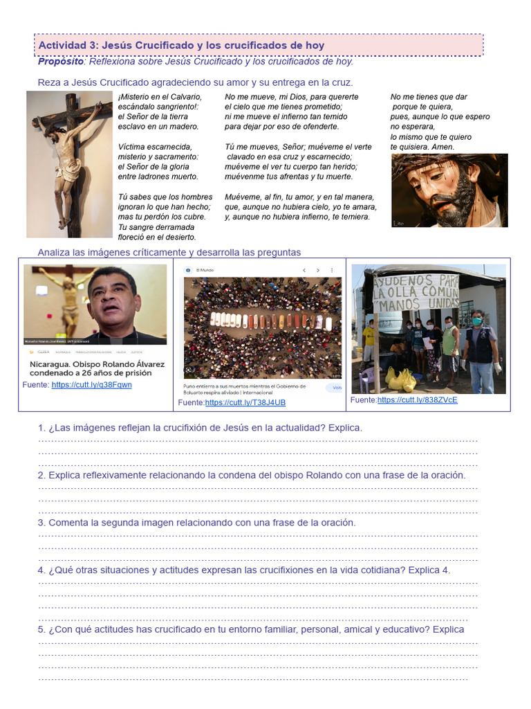 Actividad 1 - 3 - Jesús Crucificado y Los Crucificados de Hoy | PDF ...