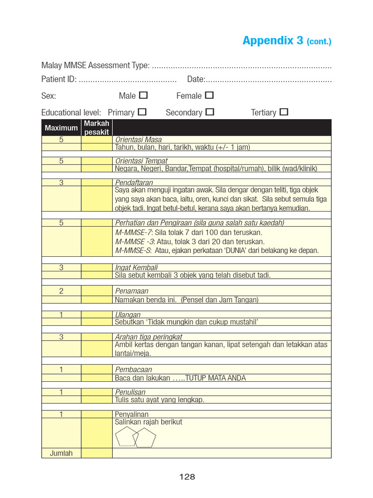 Penilaian MMSE dalam Bahasa Melayu | PDF