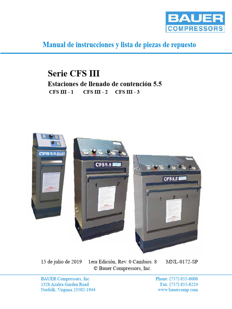 Manual de CFS 5.5: Instrucciones y Repuestos | PDF | Tornillo | Presión