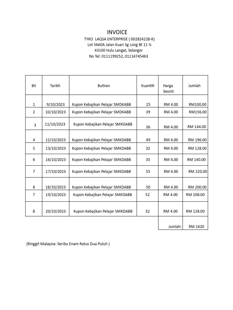 Invoice Bulan 10 | PDF