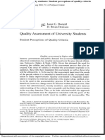 Quality Assessment of University Students Student Perceptions of Quality Criteria