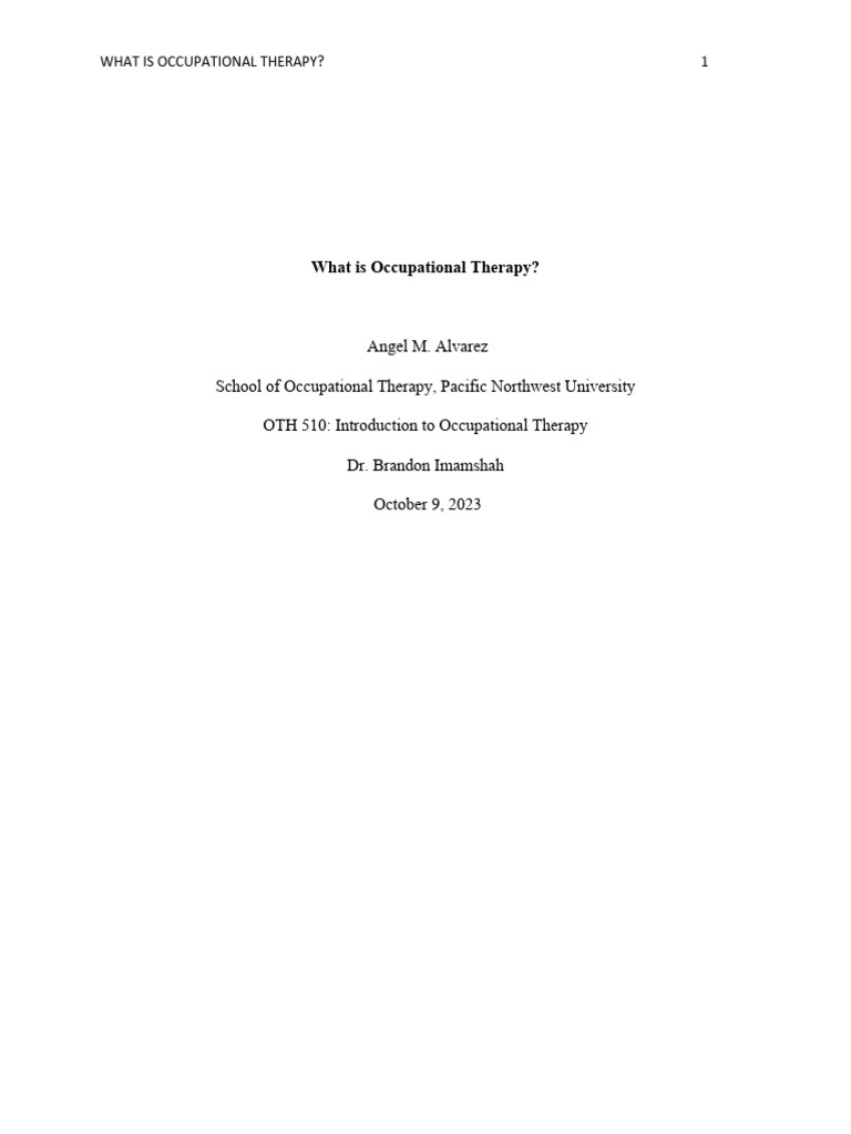 What Is Occupational Therapy Paper PDF Occupational Therapy