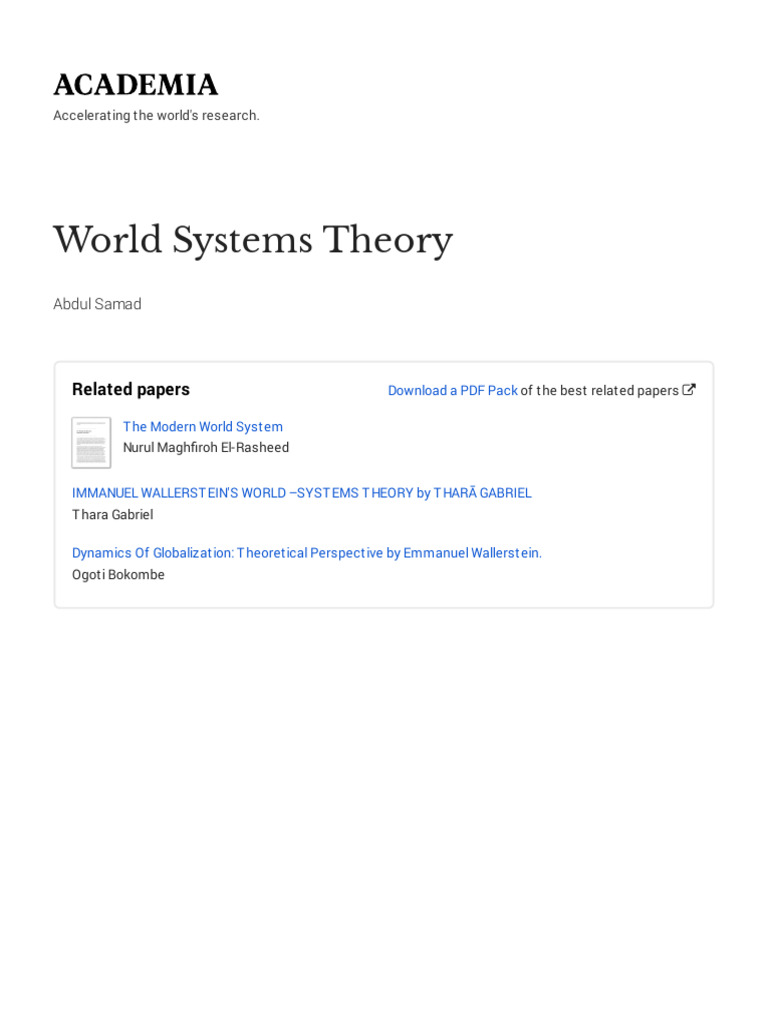 WorldSystem With Cover Page v2 | PDF | World Systems Theory ...