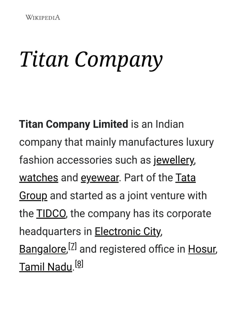 Titan Company Wikipedia PDF Promotion And Marketing