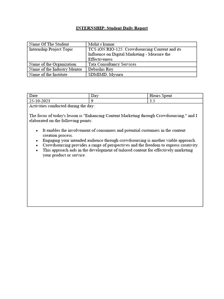 Day 9 Activity Report Pdf