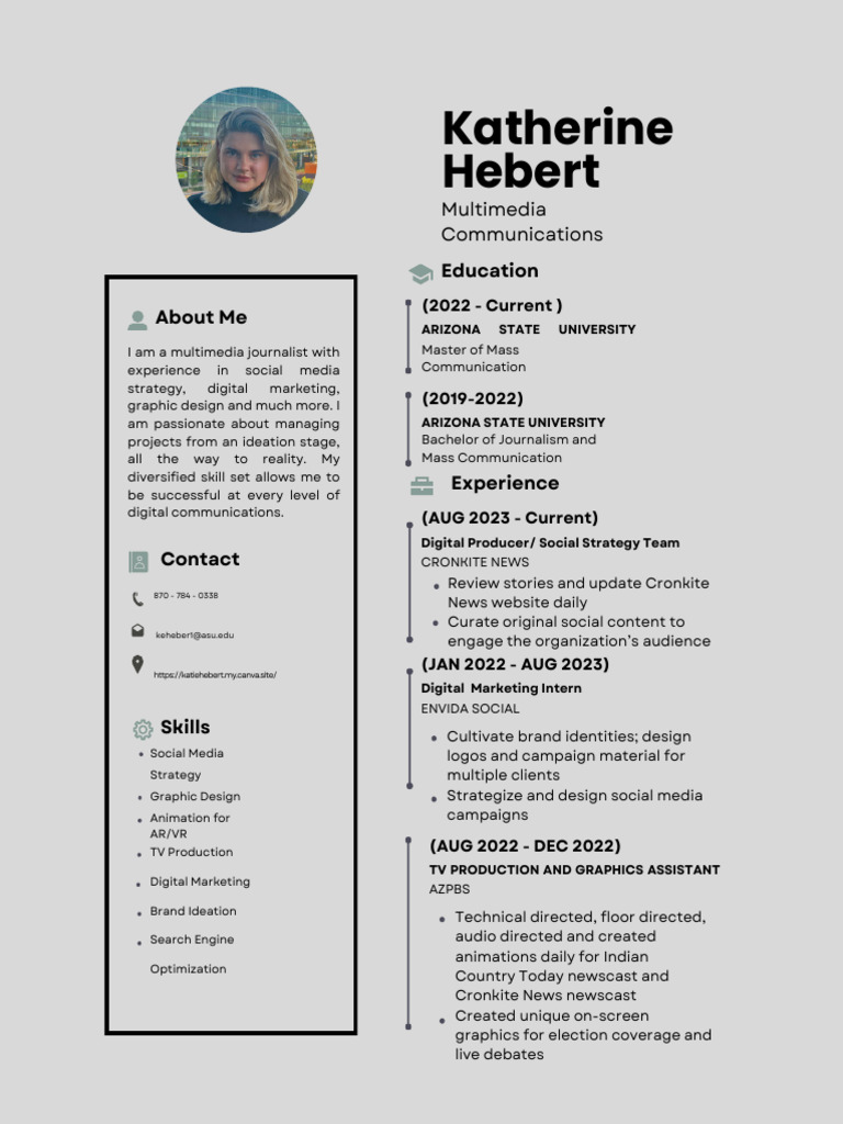 Katherine Hebert Resume Download Free PDF Multimedia Digital