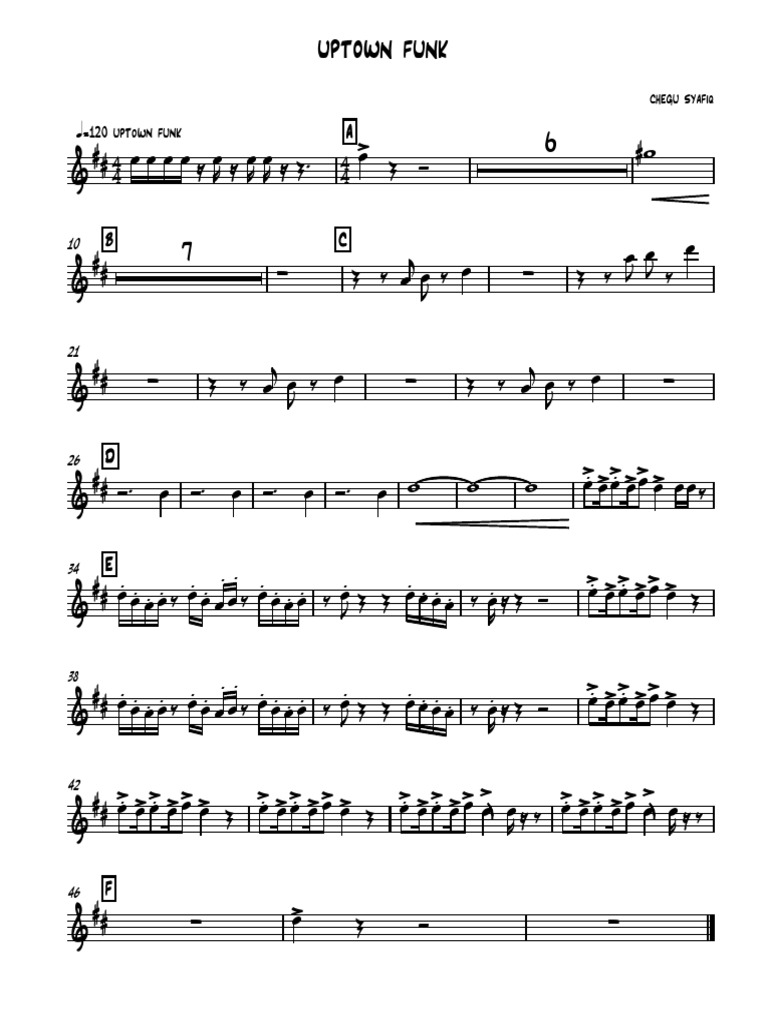 Uptown Funk Alto Sax PDF
