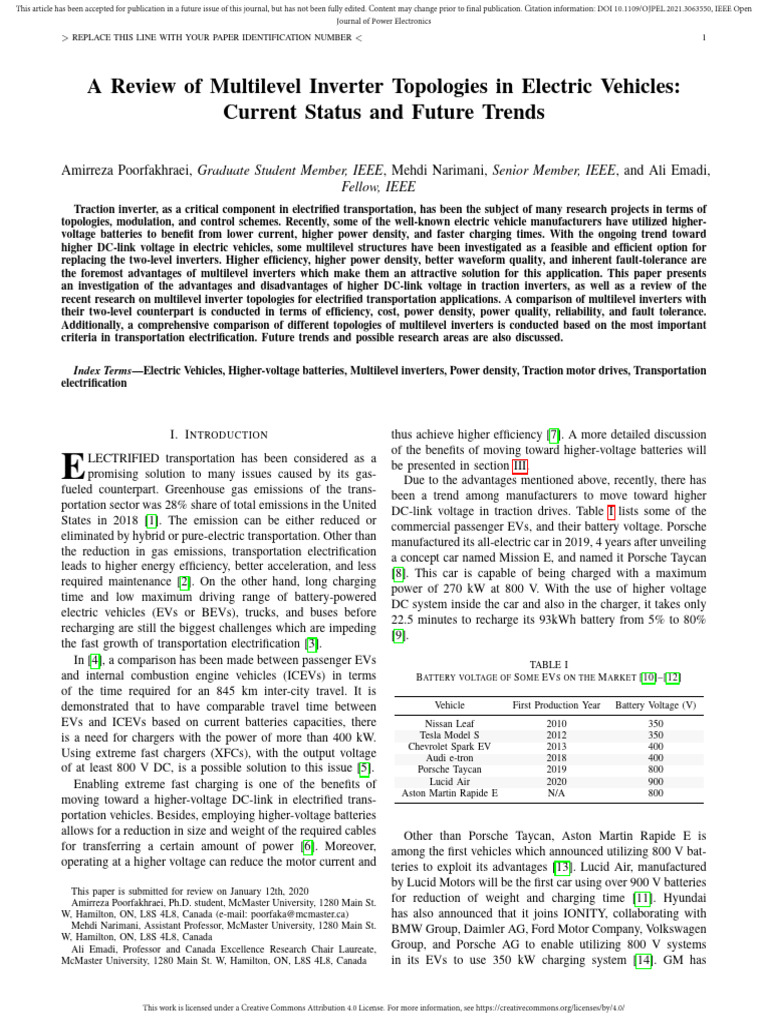A Review of Multilevel Inverter Topologies in Elec | PDF | Electrical ...