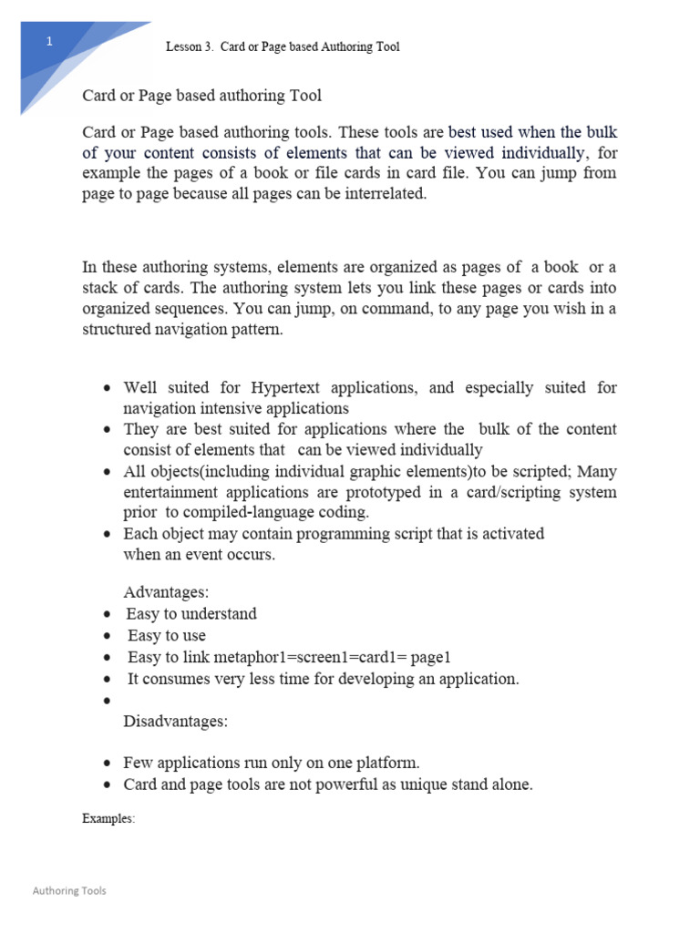 Lesson 3 Page Based Tools Definition and Advantages PDF