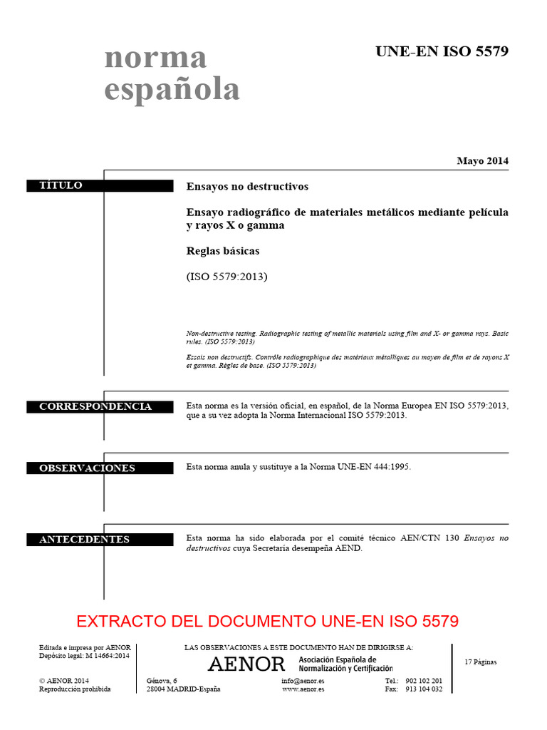Norma ISO 5579: Radiografía Industrial | PDF | Rayo X | Pruebas no ...