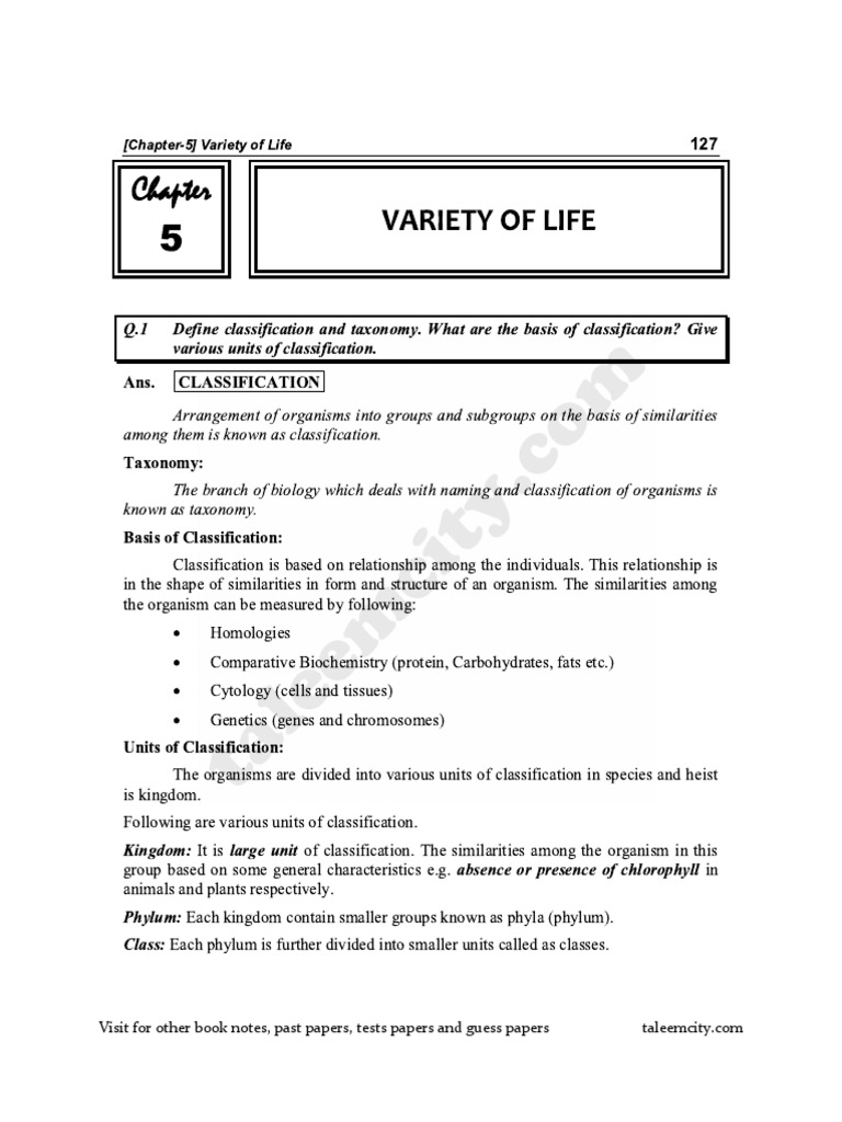 Biology Notes CHAPTER-5 | PDF