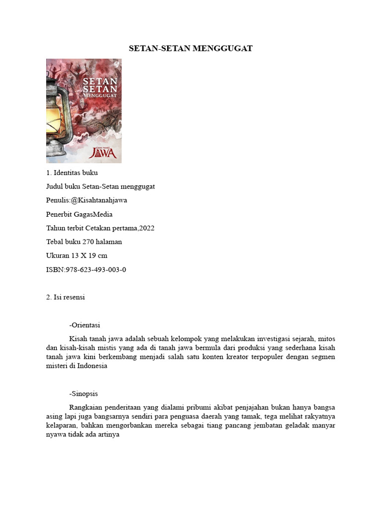 Resensi Setan Setan Menggugat | PDF | Fiksi Umum