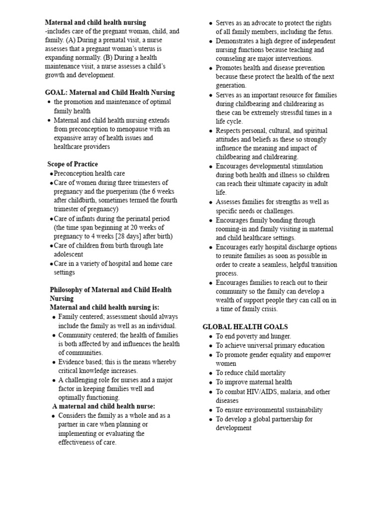 Maternal and Child Health Nursing | PDF | Pregnancy | Maternal Health