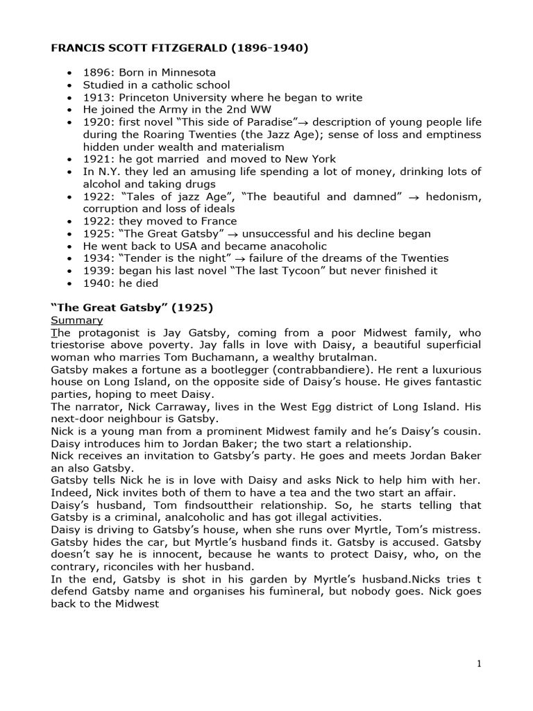 Fitzgerald | PDF | The Great Gatsby