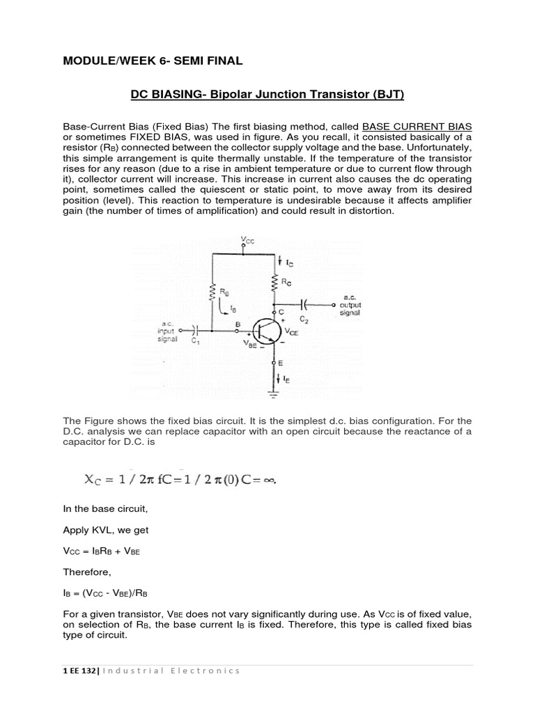 Module 6 Ee 132 PDF Bipolar Junction Transistor Amplifier