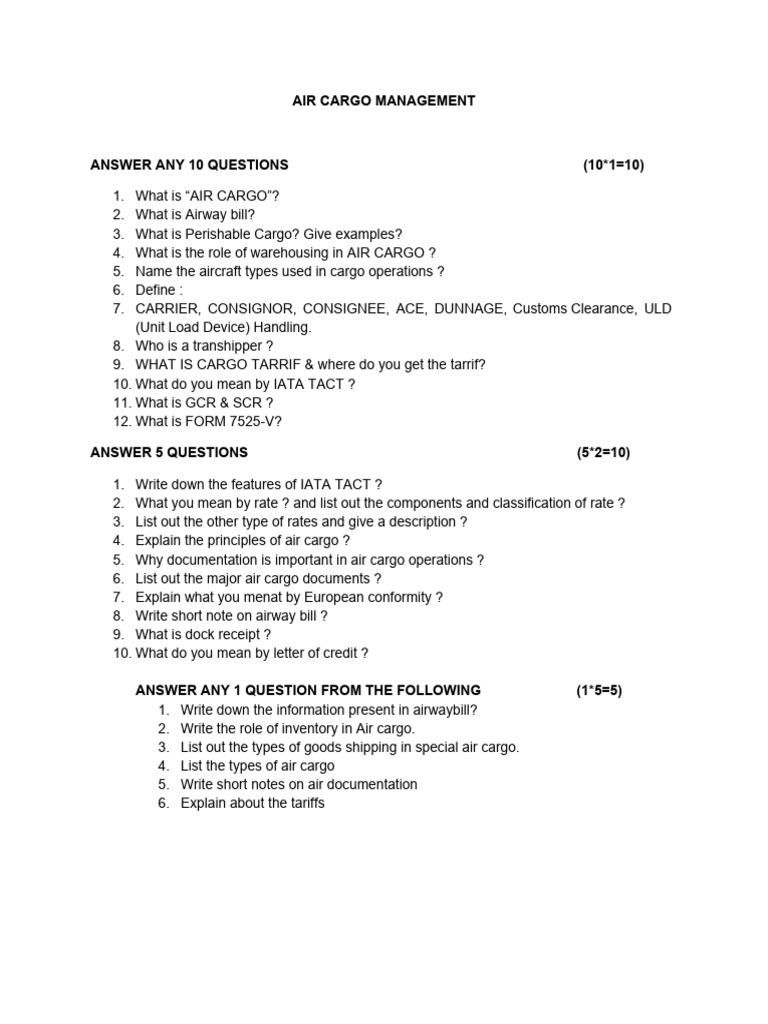 Air Cargo Management Q&A Guide | PDF