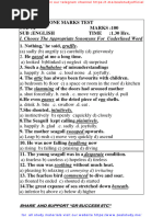 Zeal Study 10th English ONE MARKS NEW 100