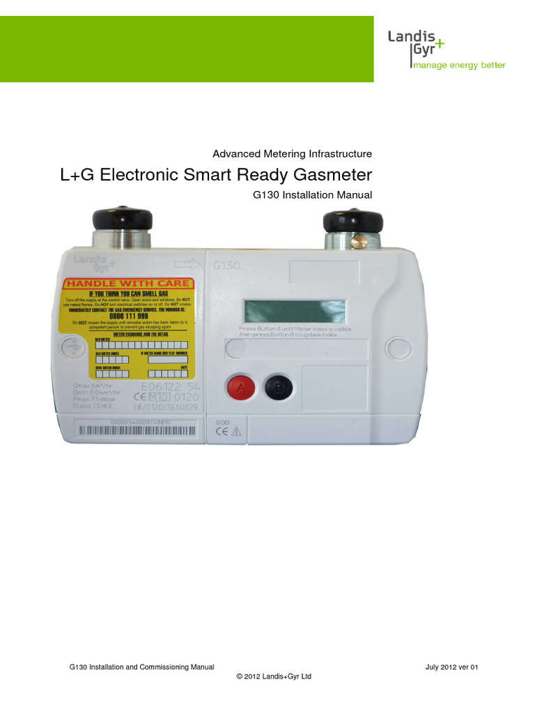 Instructions G130 Electronic Gas Meter 1 PDF Menu Valve
