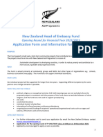 New Zealand Head of Embassy Fund Application Form and Information For Applicants