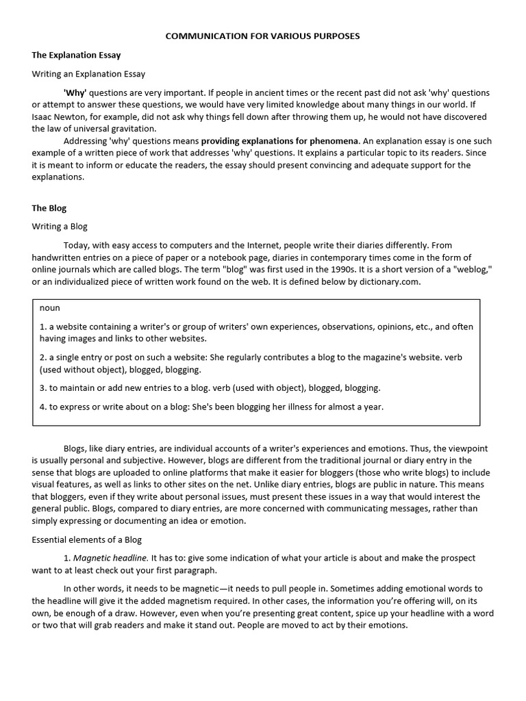 Communication In Various Purposes Pdf Blog Search Engine Optimization