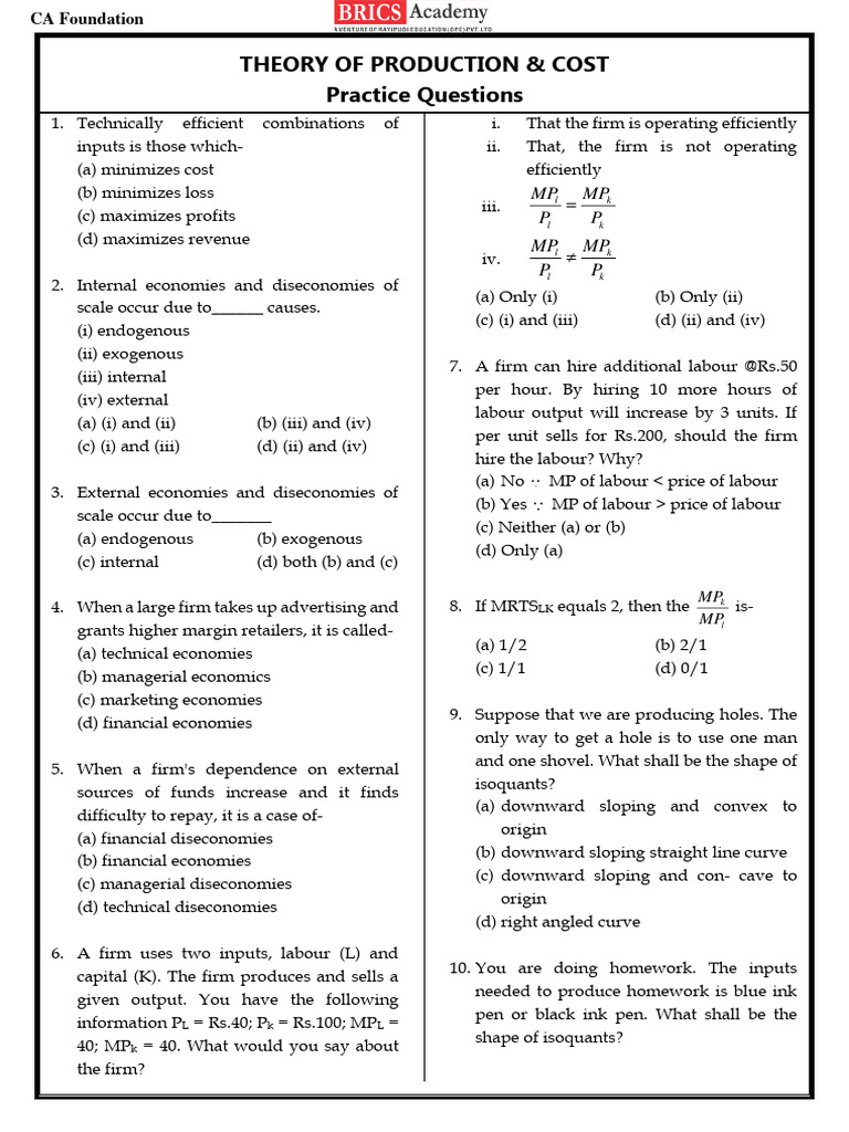 10 06 2023 theory of production cost mcq paper 2 pdf