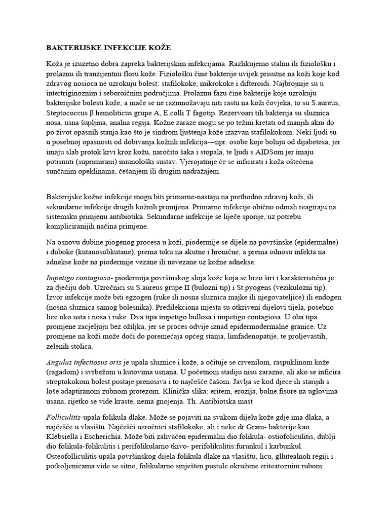 Bakterijske Infekcije Kože | PDF
