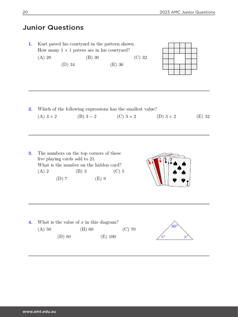 2023 AMC Junior PDF Mathematics