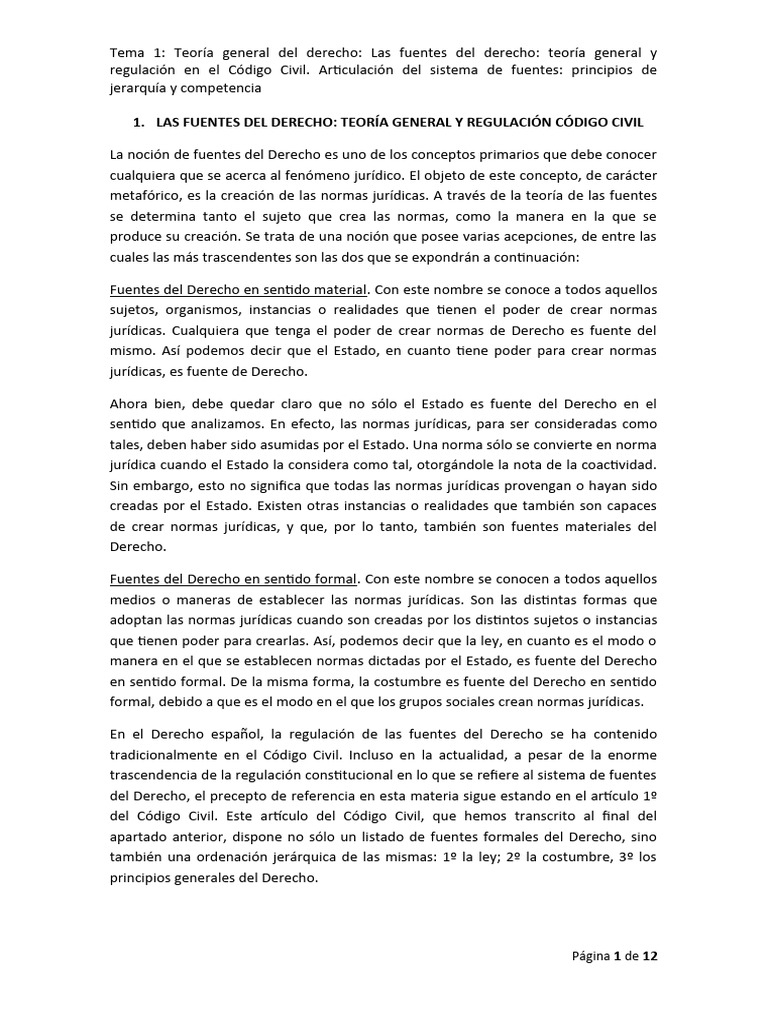 Fuentes del Derecho en el Código Civil | PDF | Caso de ley | Fuentes ...
