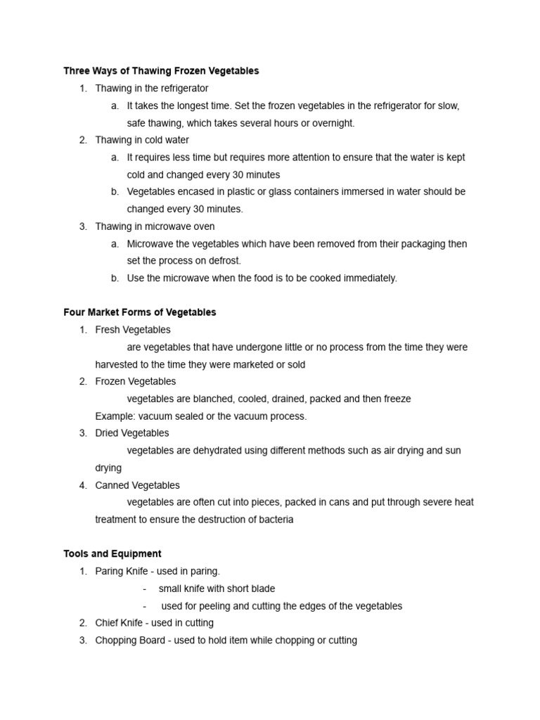 Tle 10 Cookery Pdf Cooking Vegetables