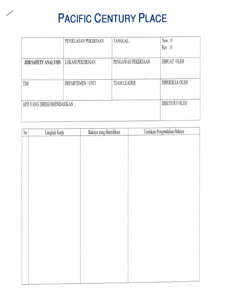 Blank Form Job Safety Analysis | PDF