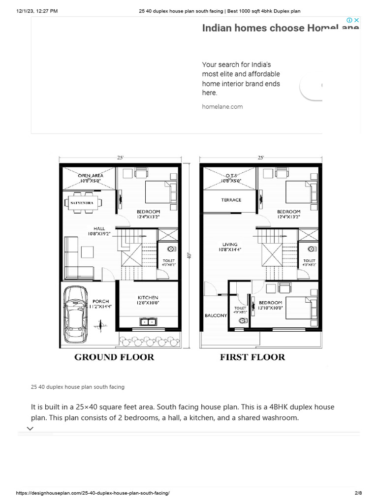 25x40 South Facing Duplex House Plan | PDF | Home & Garden | Law