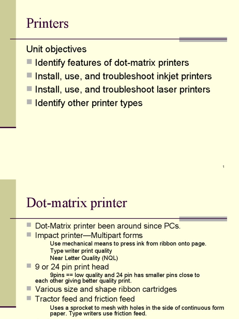 Dot Matrix vs. Laser Printers Explained | PDF | Printer (Computing ...