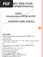 Unit 1 Introduction To HTML and Css