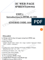 Unit 1 Introduction To HTML and Css