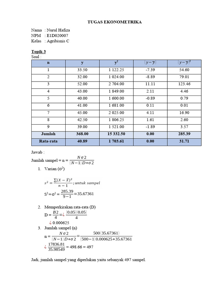 Rumus Sampel Acak Sederhana | PDF