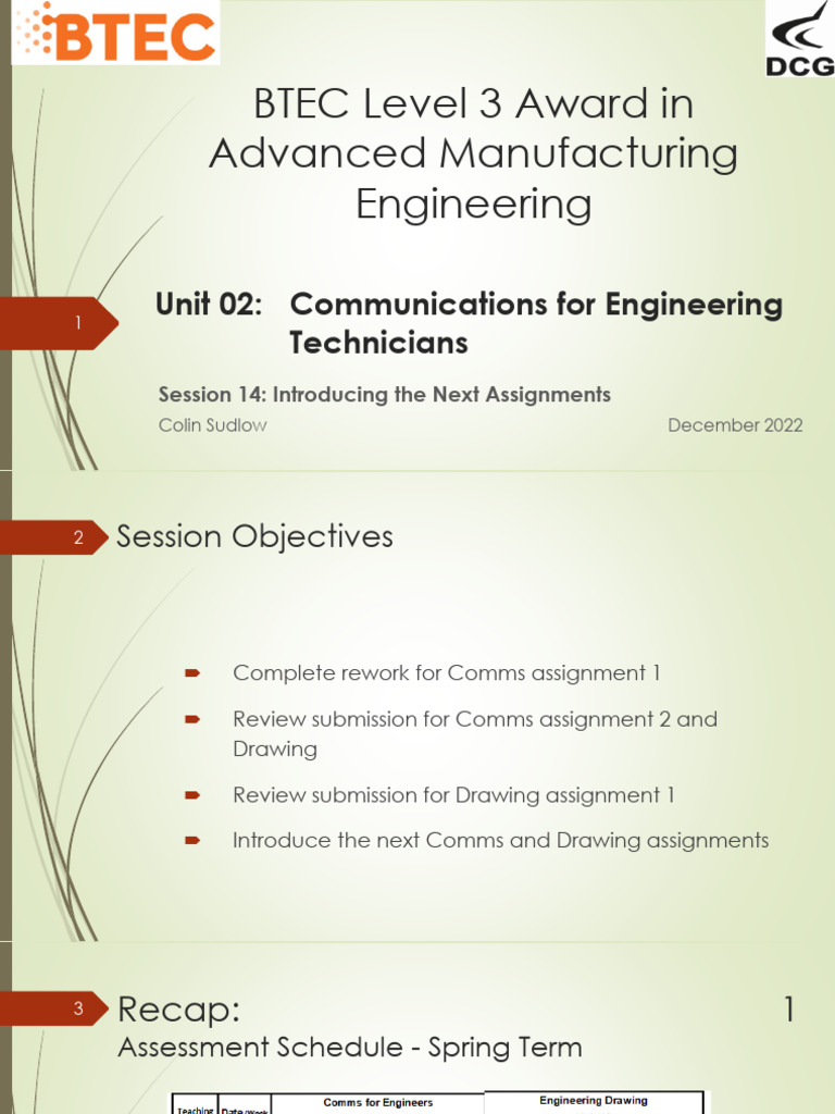 BTEC U02-12 Session 11 - Comms Assign 3 + Drawing Assign 1 - Tue | PDF ...