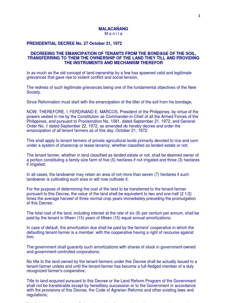 Presidential Decree No. 27