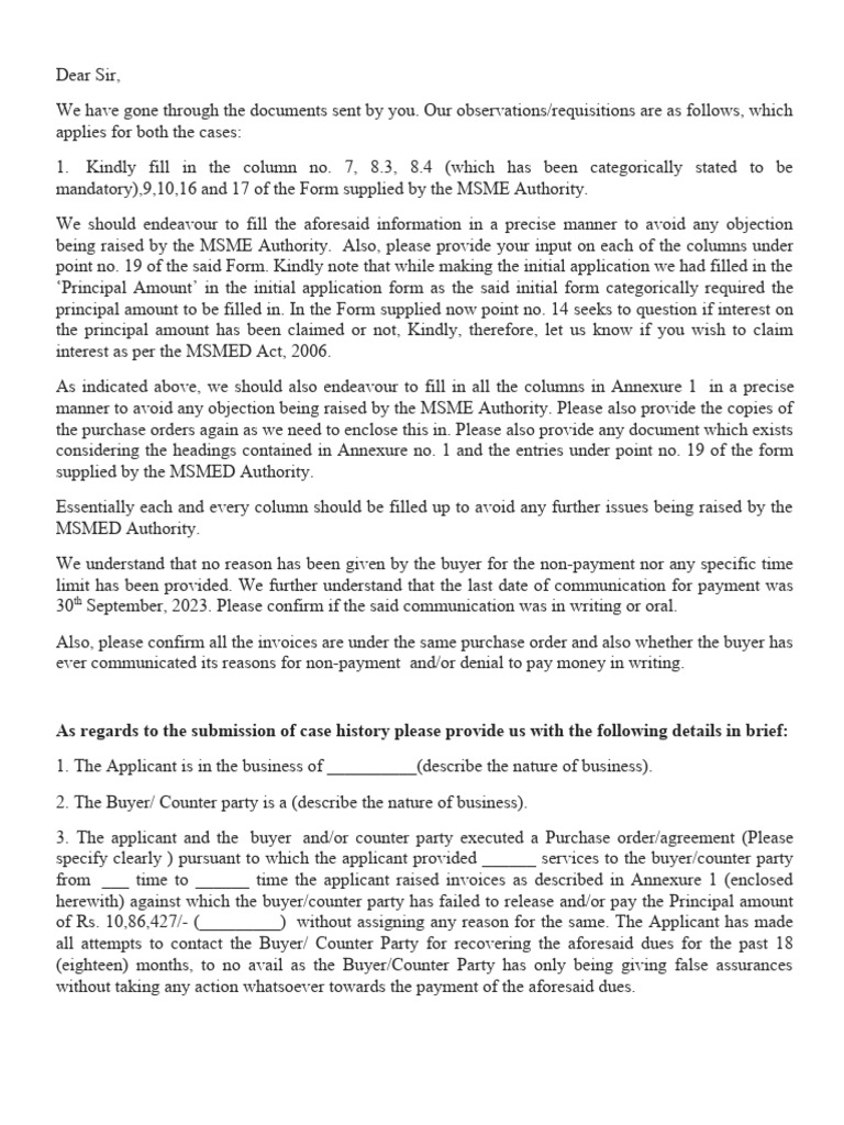 MSME Form Completion Guidelines | PDF | Invoice