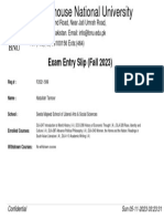 Exam Entry Slip (Fall 2023)