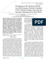 Performance Evaluation of Pt. Kintetsu World Express To Delivery Performance System Container Round Use (CRU) Pt. Honda Trading Aloz That Has An Impact On Customer Satisfaction in 2016-2019