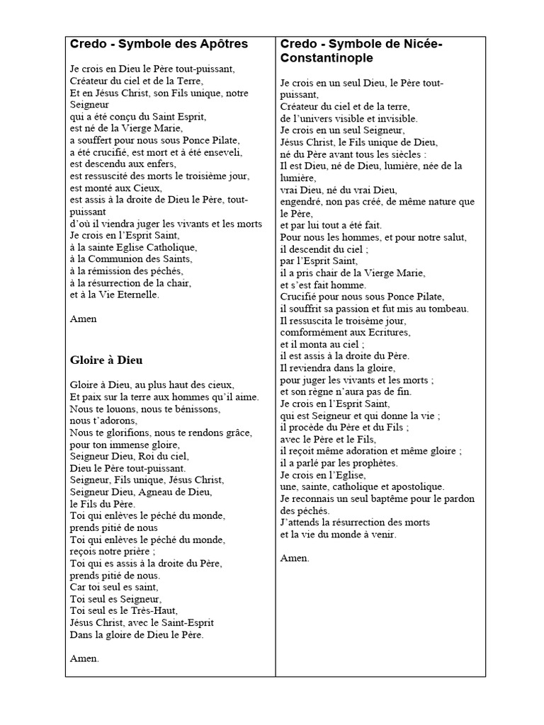 Prière du soir et Credo chrétien | PDF | Croyance et doctrine ...