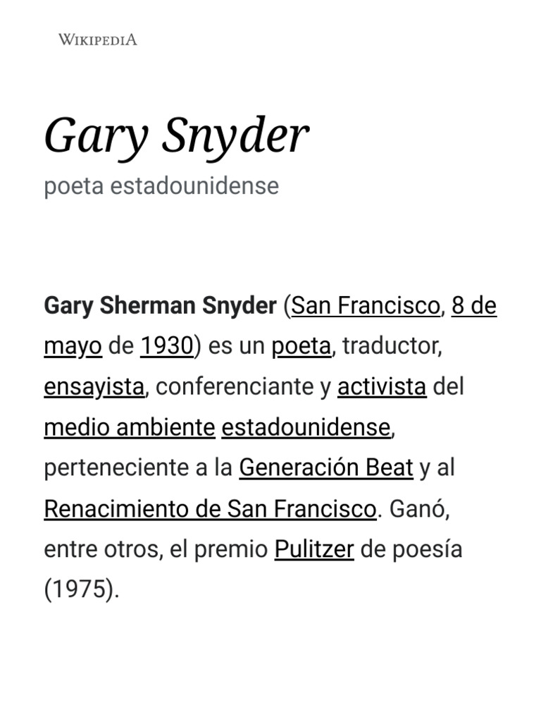 Gary Snyder Wikipedia, La Enciclopedia Libre PDF