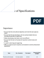 Table of Specifications1