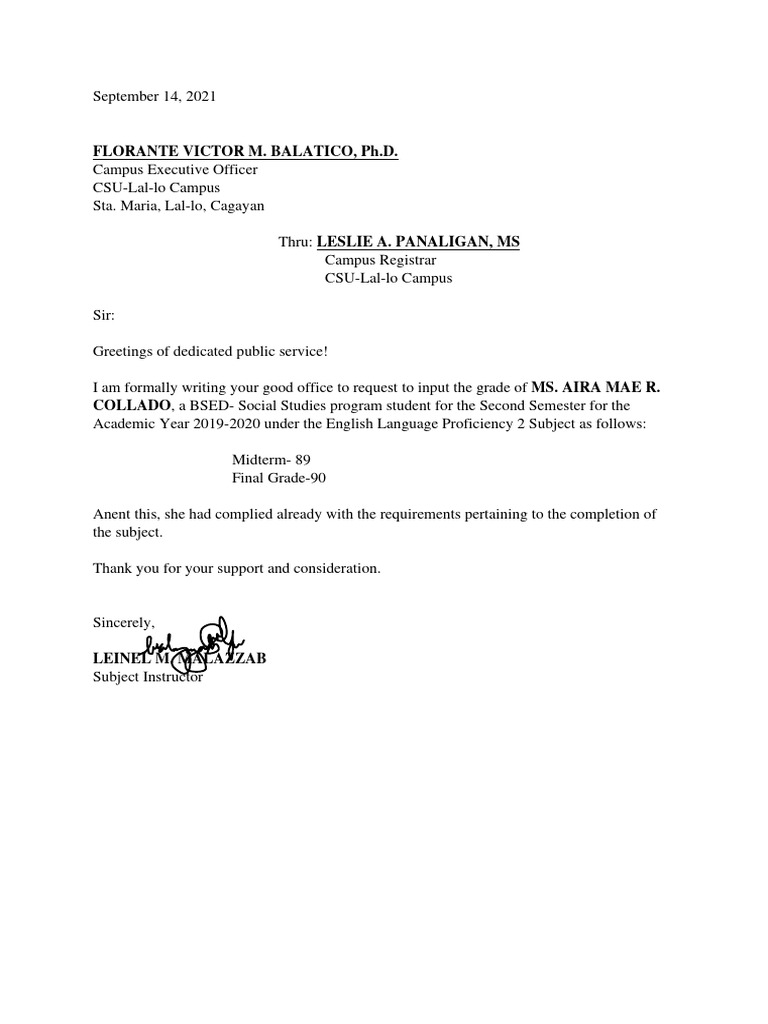 Csu Lal-Lo Letter | PDF | Career & Growth | Foreign Language Studies